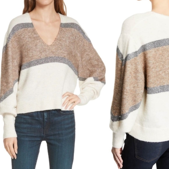 Veronica Beard Miley Colorblock Metallic Pullover Sweater SzM - Picture 3 of 8